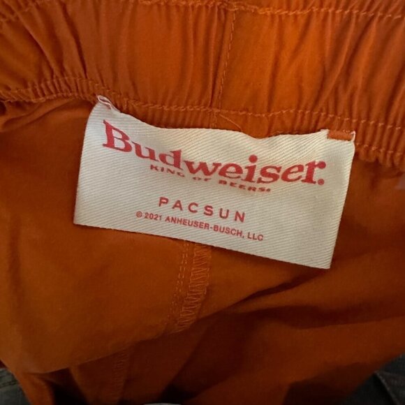 Pacsun Budweiser Swim Trunks Shorts Bathing Suit Orange Drawstring Men's Size L - Picture 5 of 5